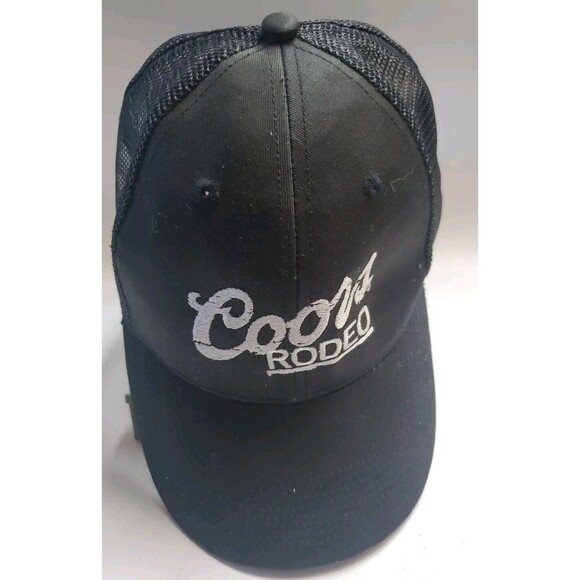 Coors RODEO Baseball Cap. Black With White Logo Snap Back Pre-owned. Onz - Picture 2 of 10